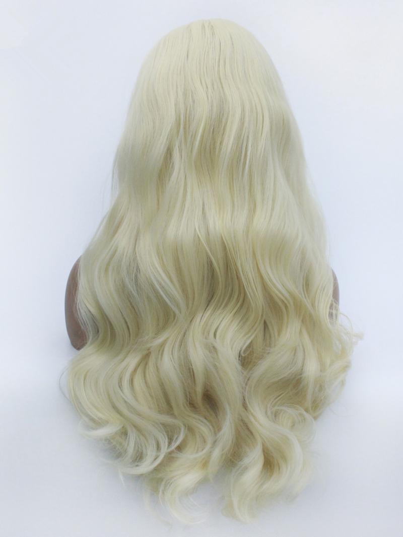 French Vanilla Blonde Long Curly Lace Front Wig Synthetic Wigs