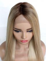 Natural Brown Root Mixed Blonde Long Straight Lace Front Wig Synthetic Wigs Babalahair