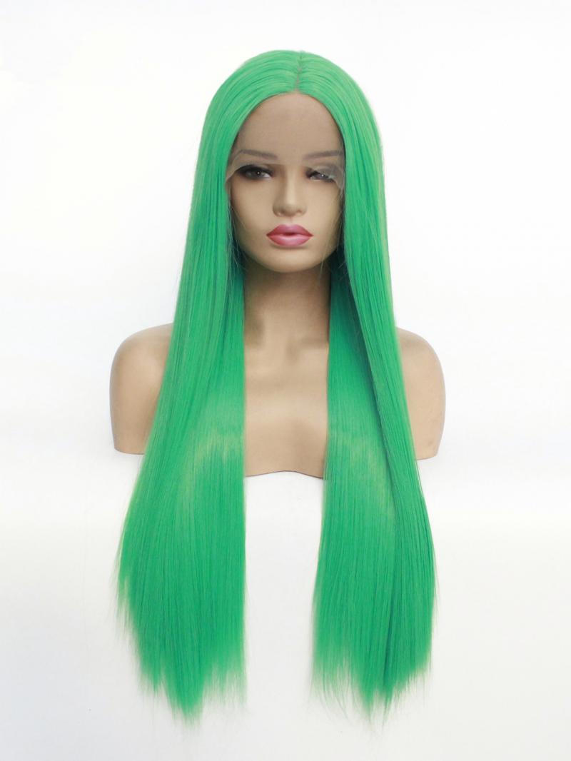 Light Green Long Straight Lace Front Wig Synthetic Wigs Babalahair 7792