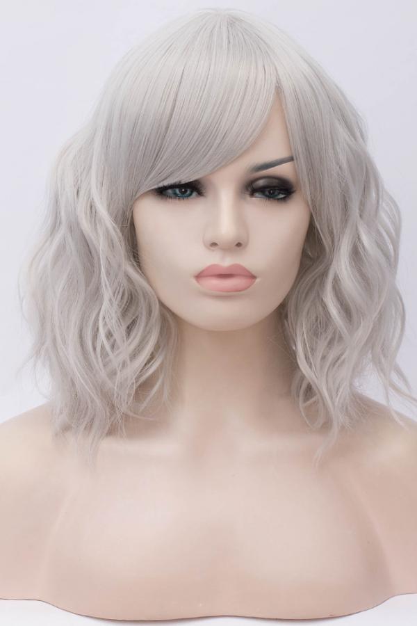 Grey Bob Wavy Non Lace Wefted Wig - Synthetic Wigs - BabalaHair