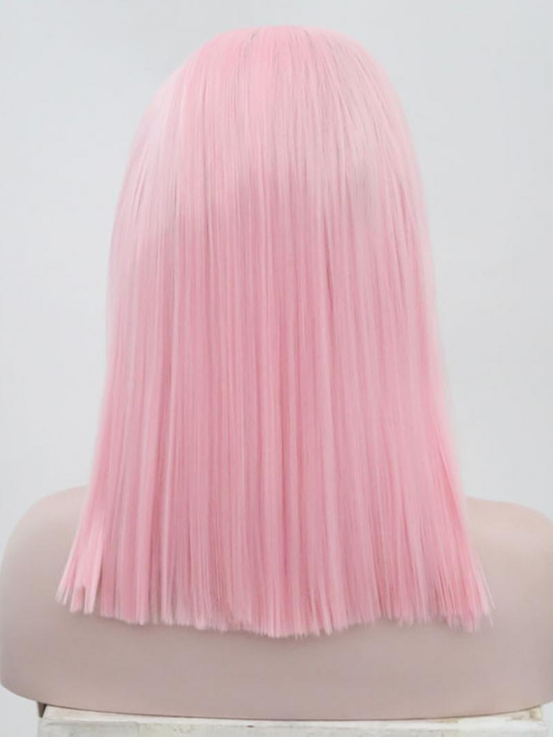 Cute Pink Medium Length Lace Front Wig - Home - BabalaHair