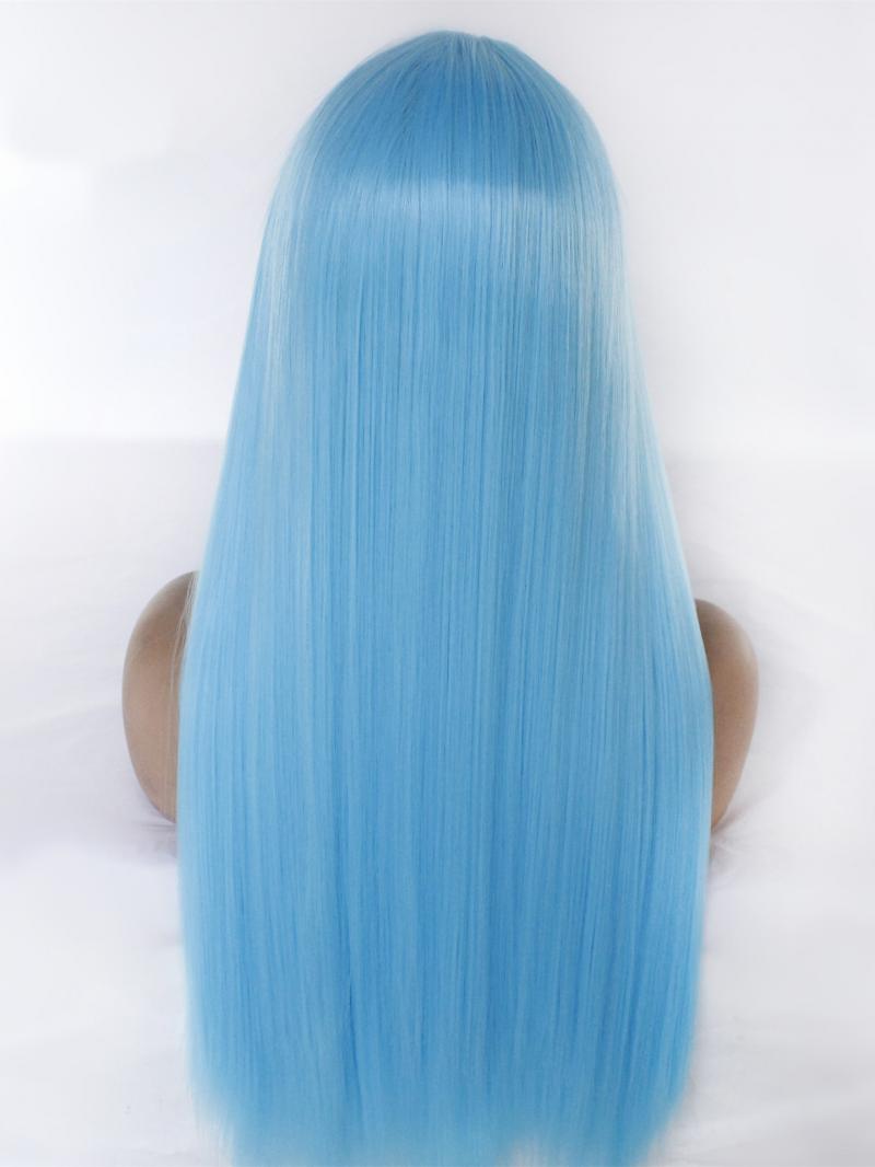 #4516 Light Blue Long Straight Lace Front Wig - Synthetic Wigs - BabalaHair