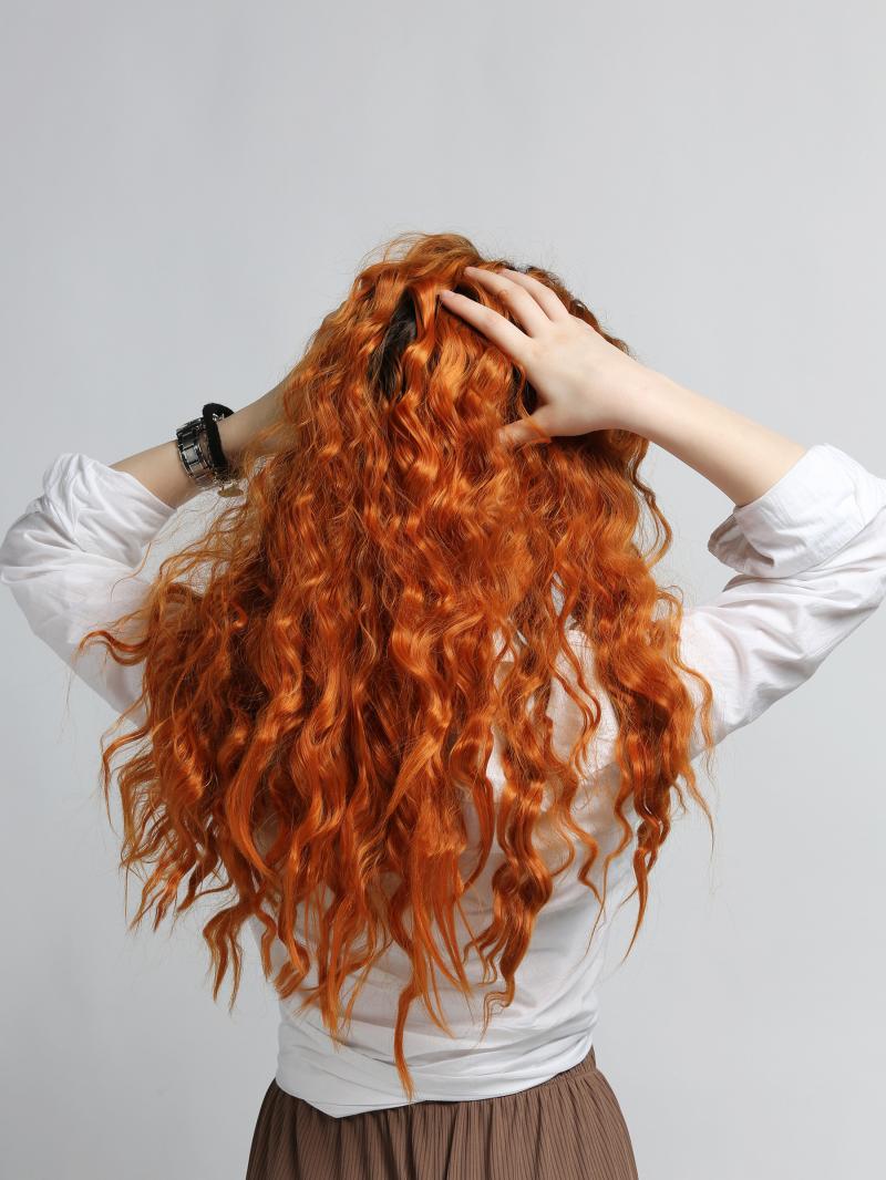 Orange Ombre Color With Slight Long Wavy Style Synthetic Lace Front Wig ...