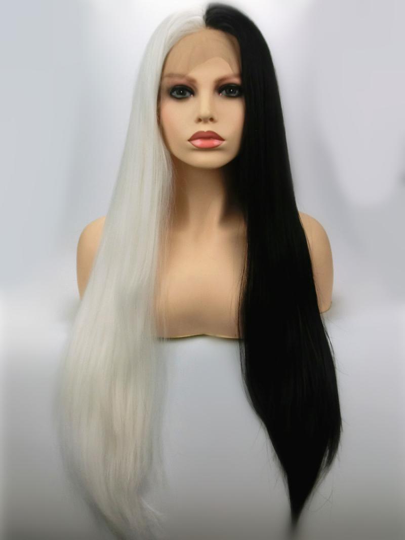 cheap black and white wig