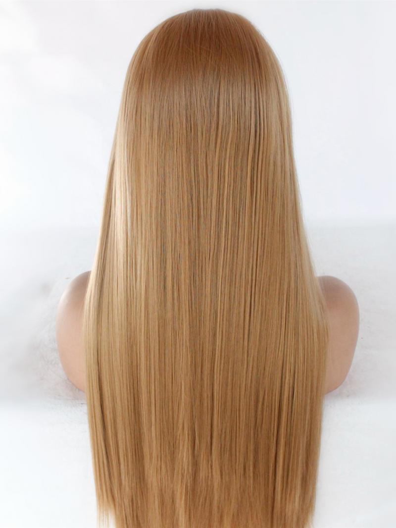 27 Strawberry Blonde Long Straight Lace Front Wig Synthetic
