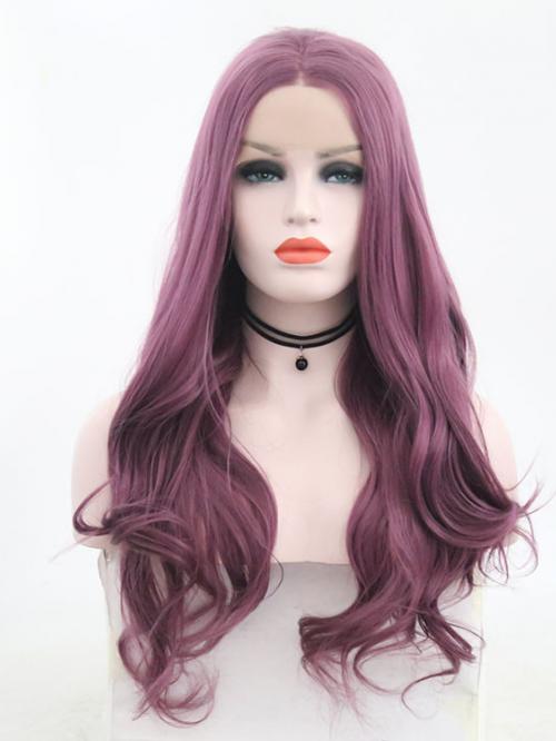 Pansy Purple Long Wavy Lace Front Wig - Synthetic Wigs - BabalaHair