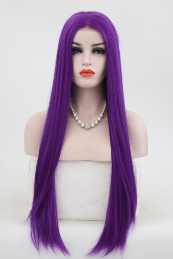 Purple Long Straight Lace Front Wig - Synthetic Wigs - BabalaHair