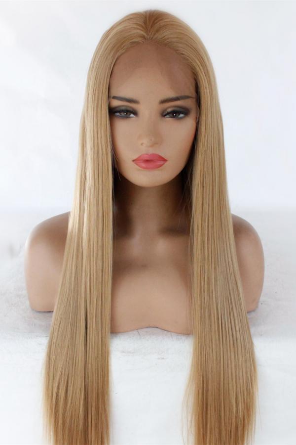 27 Strawberry Blonde Long Straight Lace Front Wig Synthetic Wigs