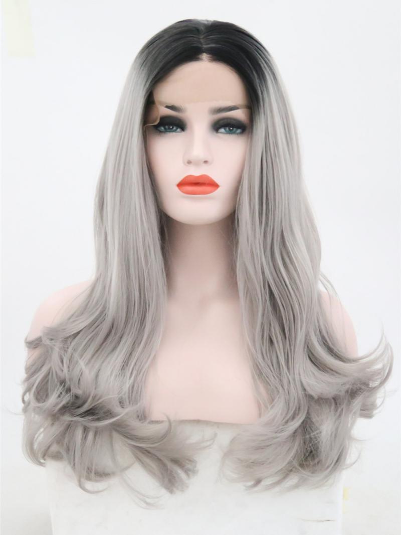 1bt Grey Ombre Natural Wave Lace Front Wig - Synthetic Wigs - BabalaHair