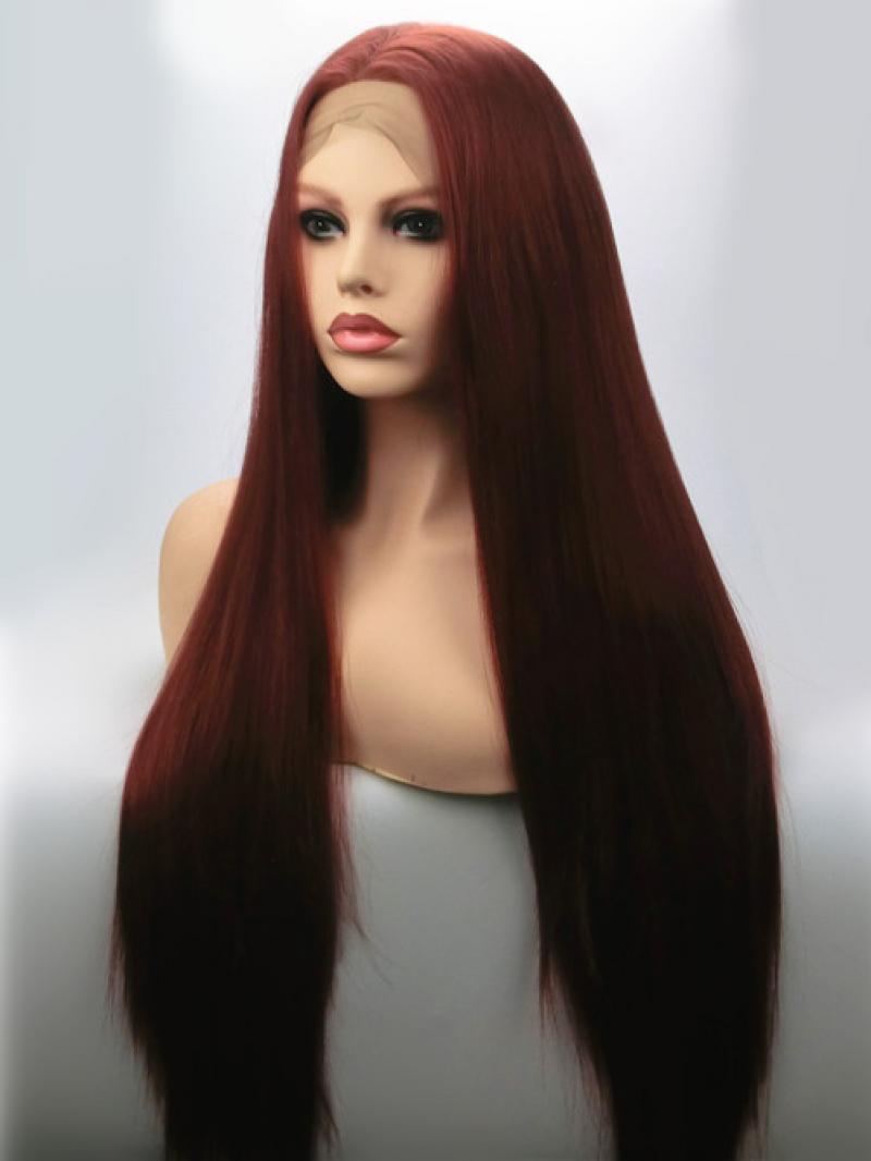 Reddish Brown Popular Ginger Long Straight Synthetic Lace Front Wig Synthetic Wigs Babalahair
