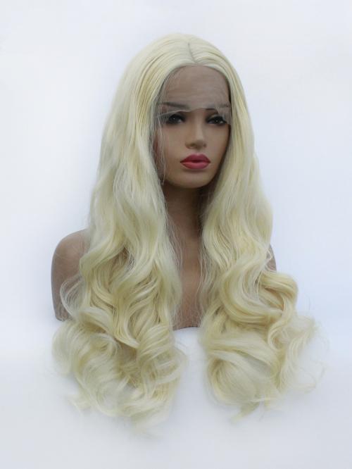 French Vanilla Blonde Long Curly Lace Front Wig - Synthetic Wigs ...