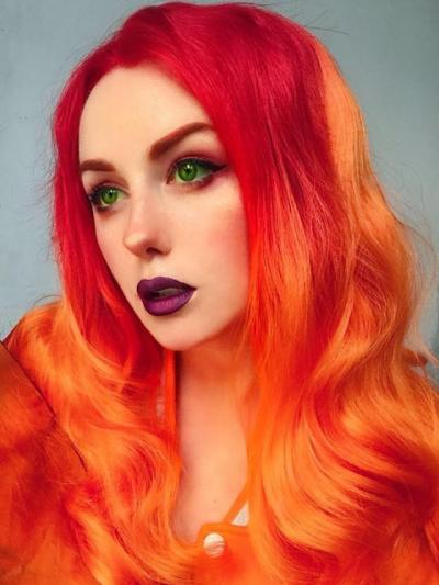 Starfire Sunset Orange Long Wavy Lace Front Wig - Synthetic Wigs ...