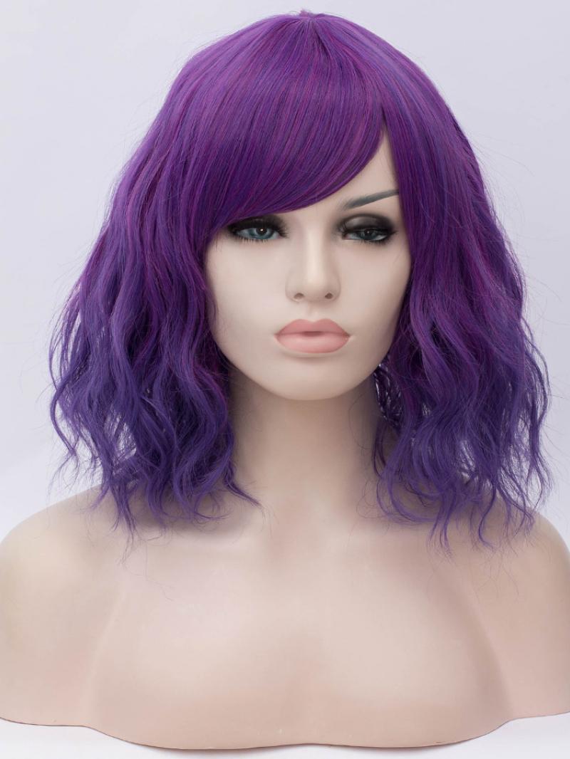 Ombre Purple To Dark Purple Non Lace Wefted Cap Wig Synthetic Wigs Babalahair