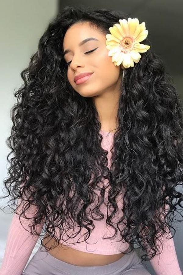 Abused shower curly long hair