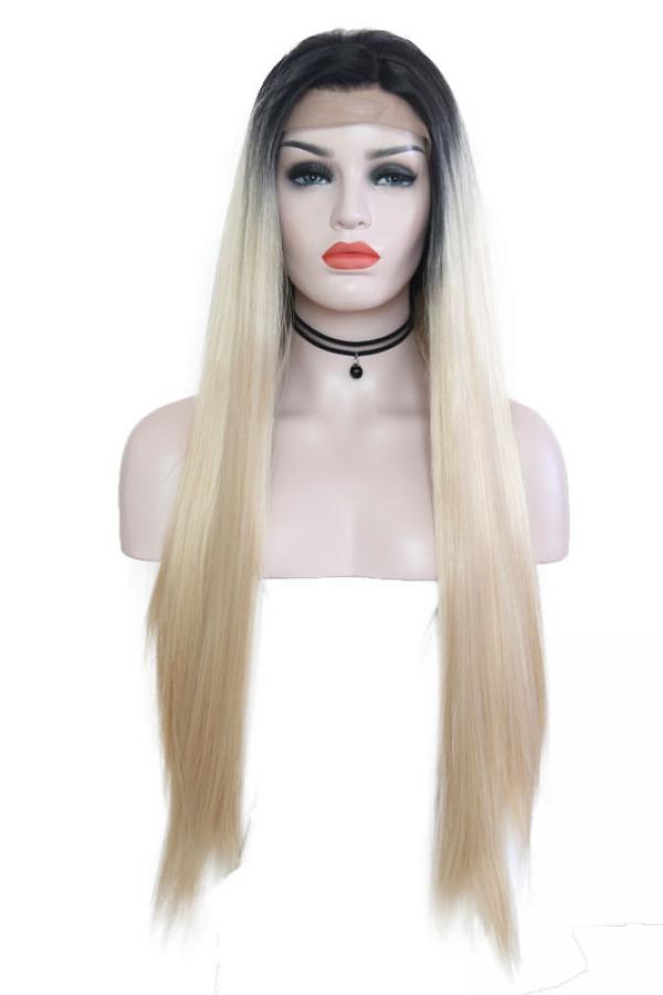 1b613 Long Staight Lace Front Wig Synthetic Wigs Babalahair 