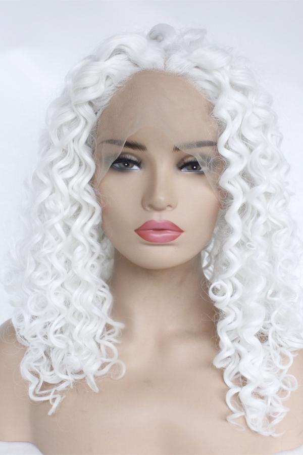 Pure Whithe Curly Lace Front Wig Synthetic Wigs Babalahair 0518