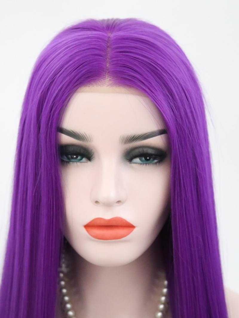 Purple Long Straight Lace Front Wig - Synthetic Wigs - BabalaHair